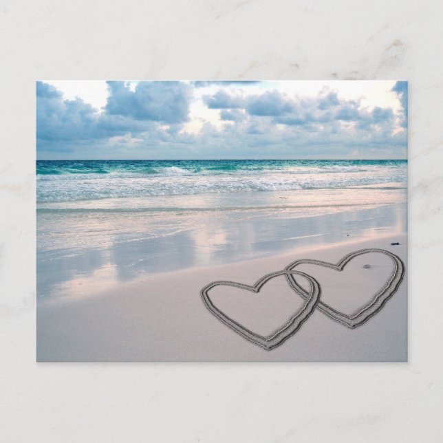 Im Sand Gezeichnet Herzen Postkarte (Vorderseite)
