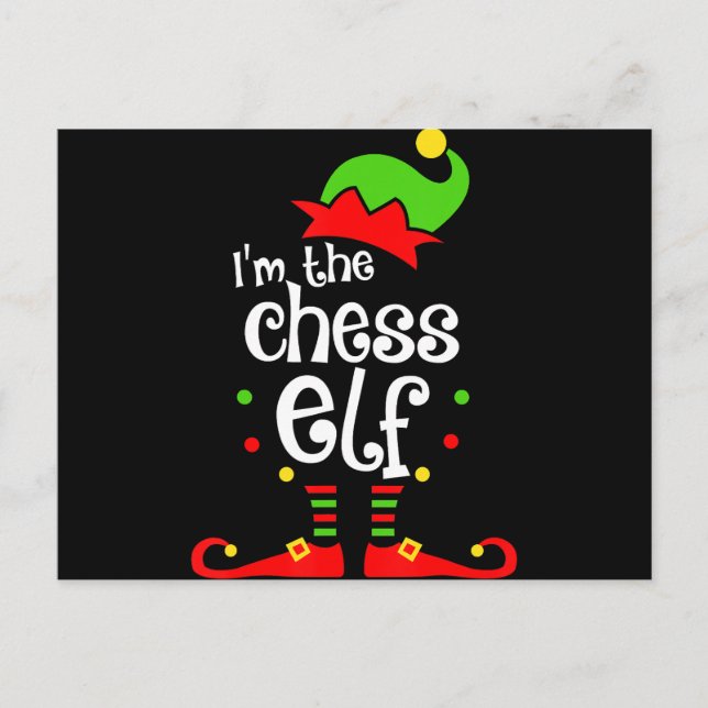 im Schach Elf Weihnachten Familienfreund Weihnacht Ankündigungspostkarte (Vorderseite)
