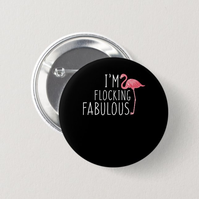 Im scharender fabelhafter rosa Flamingo lustig Button (Vorne & Hinten)