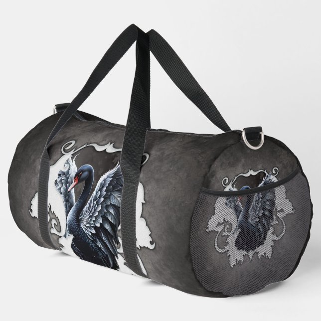 Im Schatten der Eleganz: Ein schwarzer Schwan. Duffle Bag (Rechte Ecke)