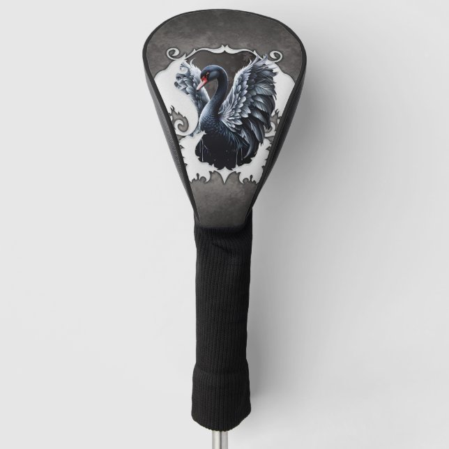 Im Schatten der Eleganz: Ein schwarzer Schwan. Golf Headcover (Vorderseite)