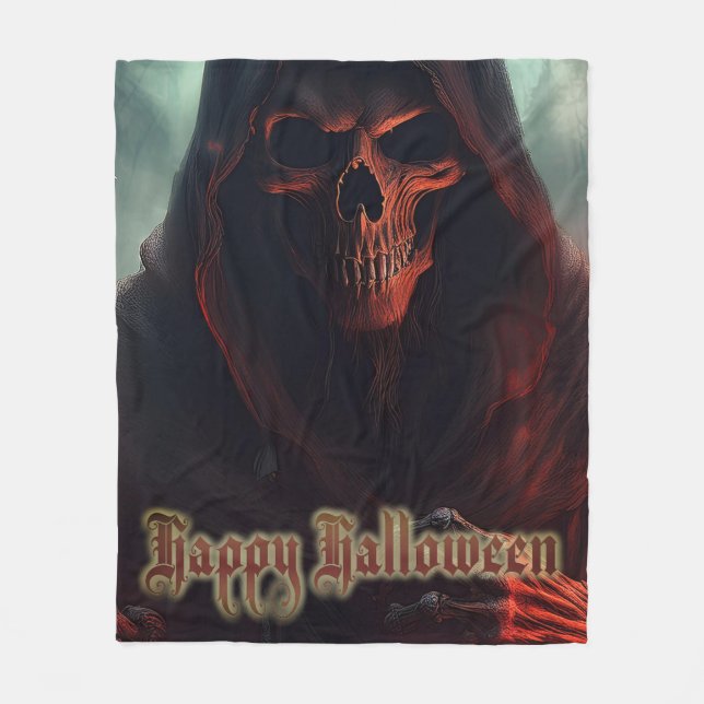 Im Schatten des grimmigen Sensenmanns - Halloween Fleecedecke (Vorderseite)