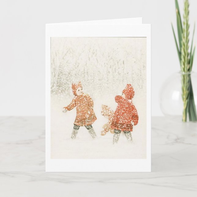 Im Schnee spielen, Gruß-Karte Karte (Vorderseite)