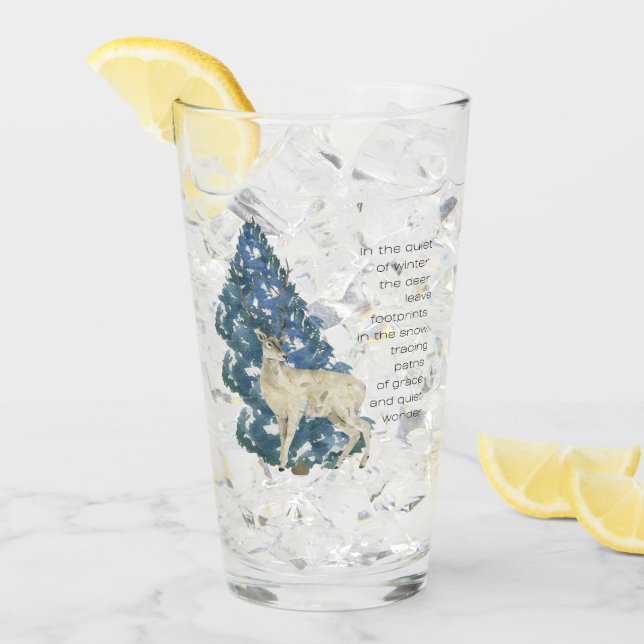 Im Schnee Verlassen Hirschfußabdrücke Glas (Vorderseite Ice)