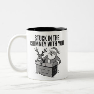Im Schornstein mit dir festsitzendes lustiges Weih Zweifarbige Tasse