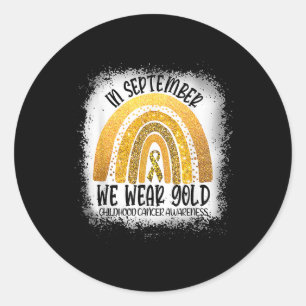 Im September Gold Ribbon Regenbogen Kinderkrebs Runder Aufkleber