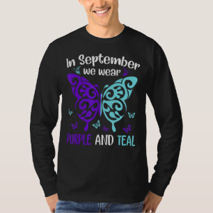 Im September tragen wir Aquamarine und Lila Selbst T-Shirt