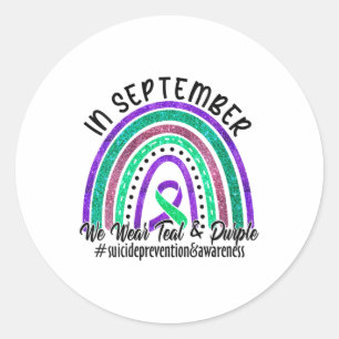 Im September tragen wir Aquamarine und Lila Suizid Runder Aufkleber