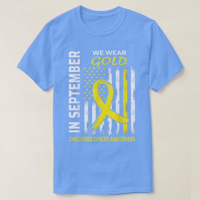 Im September tragen wir das Gold Flag Kinderkrebs  T-Shirt (Design vorne)