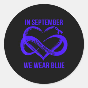 Im September tragen wir eine blaue Ataxia Awarenes Runder Aufkleber