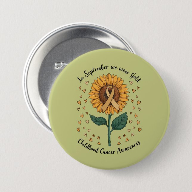 Im September tragen wir Gold Childhood Cancer Awar Button (Vorne & Hinten)