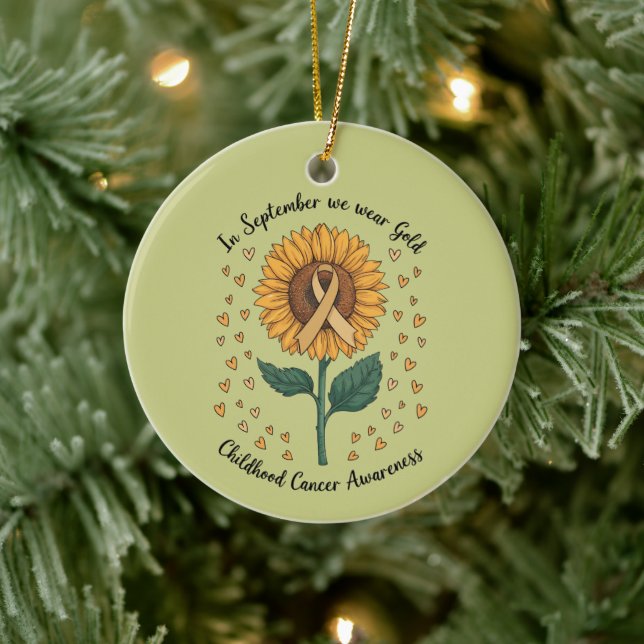 Im September tragen wir Gold Childhood Cancer Awar Keramik Ornament (Baum)