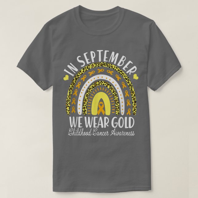 Im September tragen wir Gold Leopard Rainbow Child T-Shirt (Design vorne)