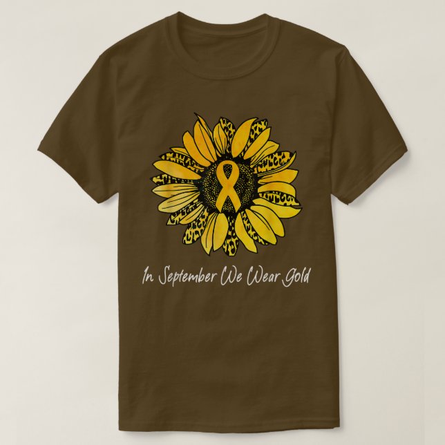 Im September tragen wir goldene Ribbon-Kinderkrebs T-Shirt (Design vorne)