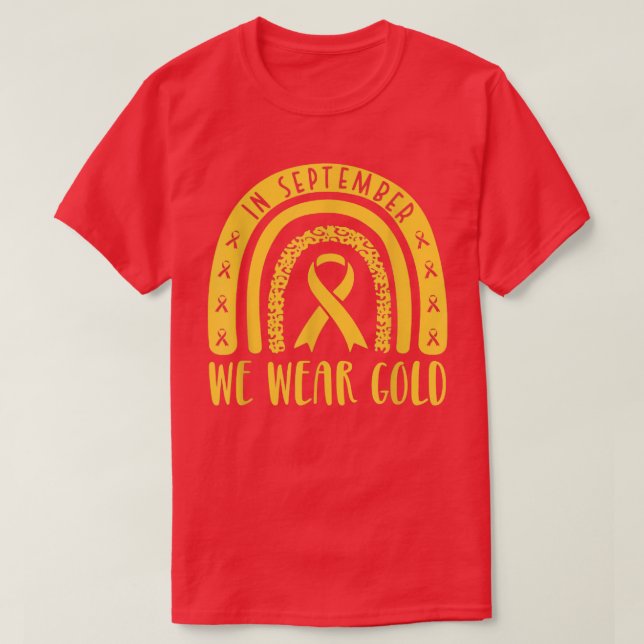 Im September tragen wir goldene Ribbon-Kinderkrebs T-Shirt (Design vorne)