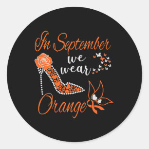 Im September tragen wir Orangen Leukämie Bewusstse Runder Aufkleber