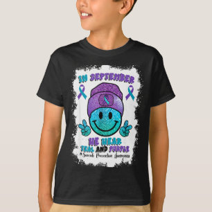 Im September tragen wir Türkis Lila Band Selbstmor T-Shirt