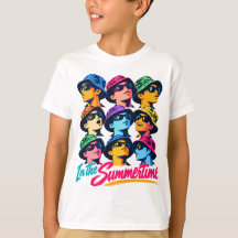 Im Sommer Buntes Pop-Art-Kinder-T-Shirt