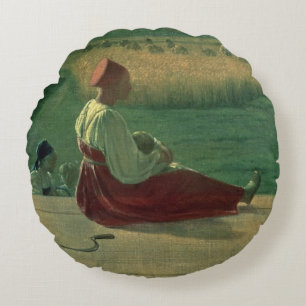 Im Sommer ernten, 1820s Rundes Kissen