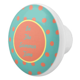 Im Sommer Keramik Knob (Aqua & Coral) Keramikknauf