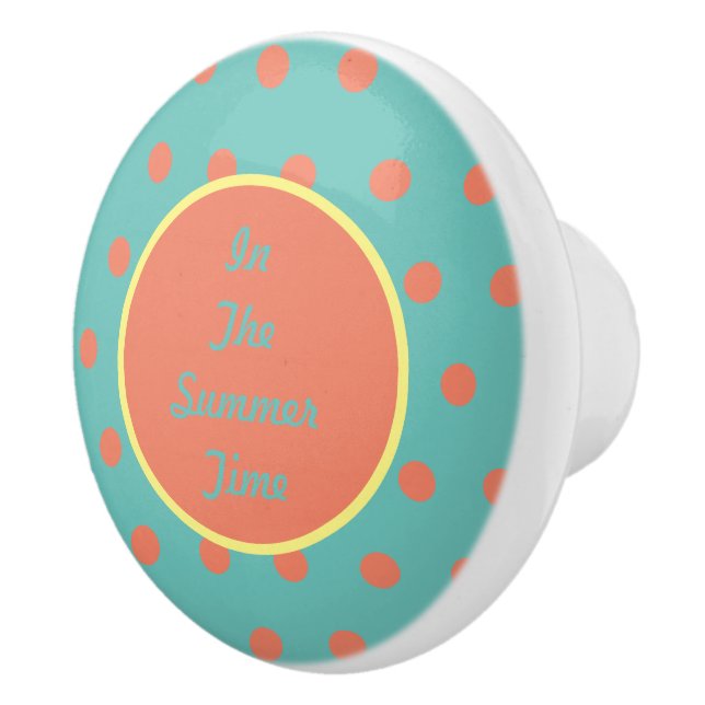 Im Sommer Keramik Knob (Aqua & Coral) Keramikknauf (Rechts)