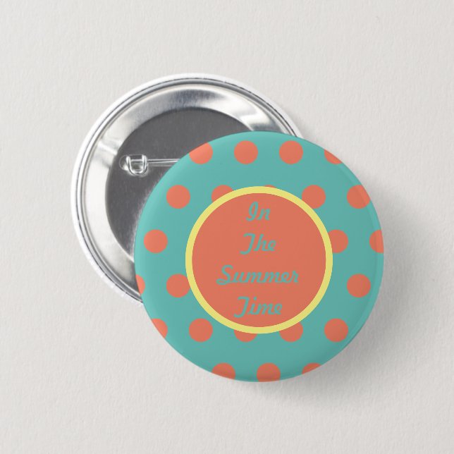 Im Sommerzeit-Button (Aqua & Coral) Button (Vorne & Hinten)