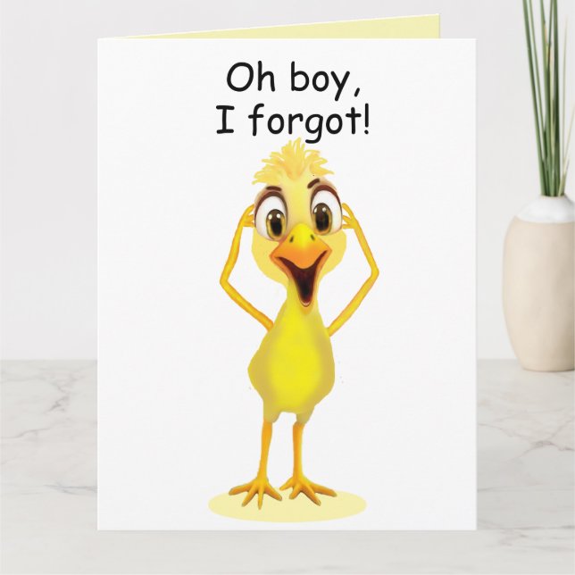 I'm Sorry Little Chicken Belated Birthday White Karte (Vorderseite)