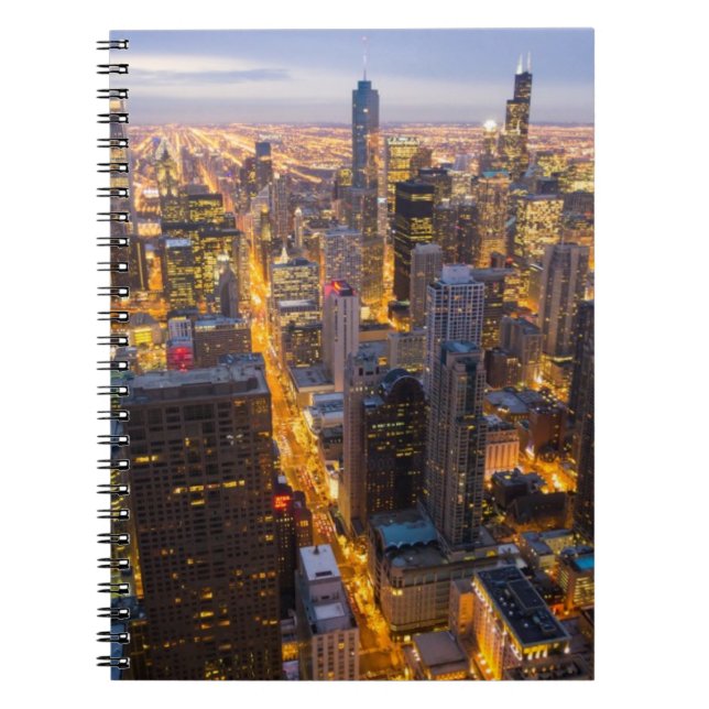 Im Stadtzentrum gelegene Chicago-Skyline an der Notizblock (Vorderseite)