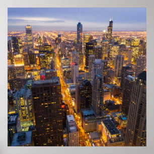 Im Stadtzentrum gelegene Chicago-Skyline an der Poster