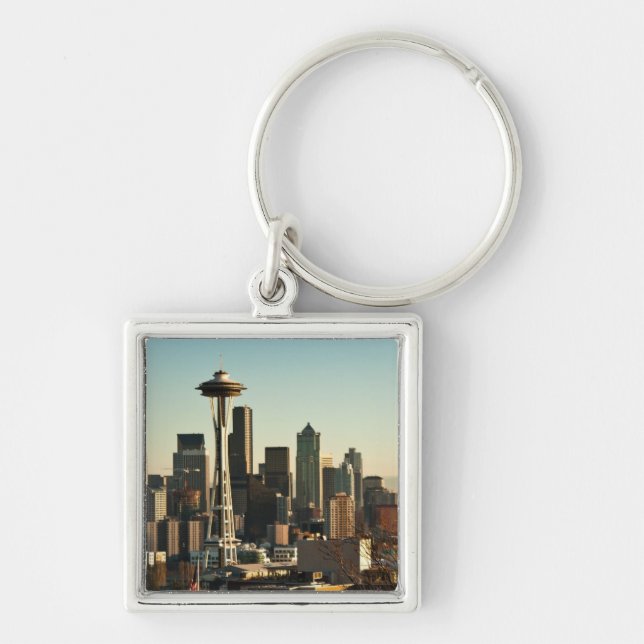 Im Stadtzentrum gelegene Seattle-Skyline und Schlüsselanhänger (Vorne)