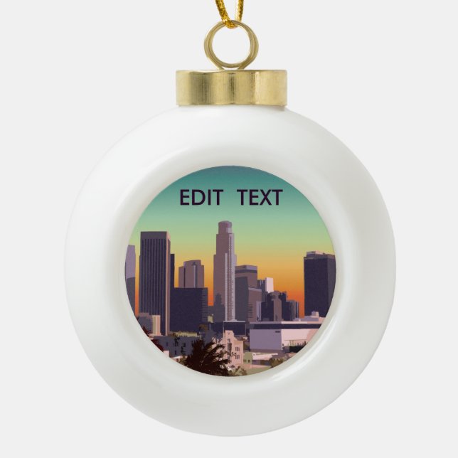 Im Stadtzentrum gelegenes Los Angeles - Keramik Kugel-Ornament (Vorderseite)