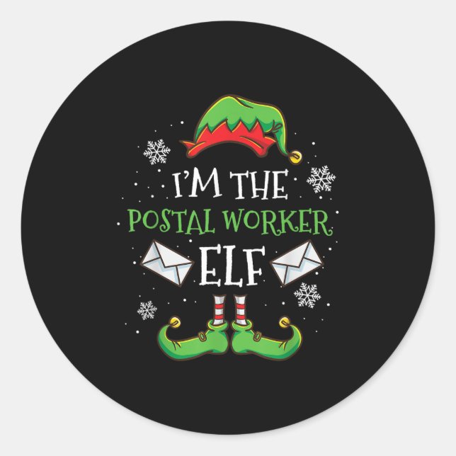 Im Stal Worker Elf Weihnachten Runder Aufkleber (Vorderseite)