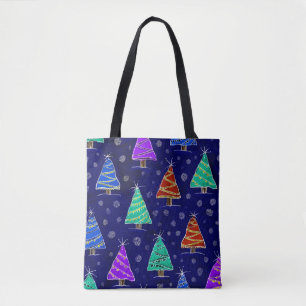 Im Stil des wa gezeichnet Weihnachtsbäume Tasche
