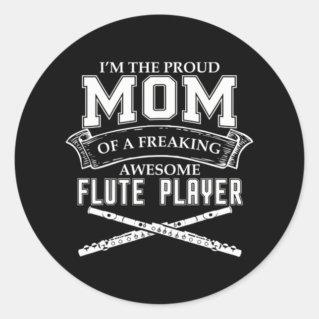 IM STOLZ DER MAMA, PHANTASTISCHEN FLUTE-SPIELER ZU RUNDER AUFKLEBER (Vorderseite)