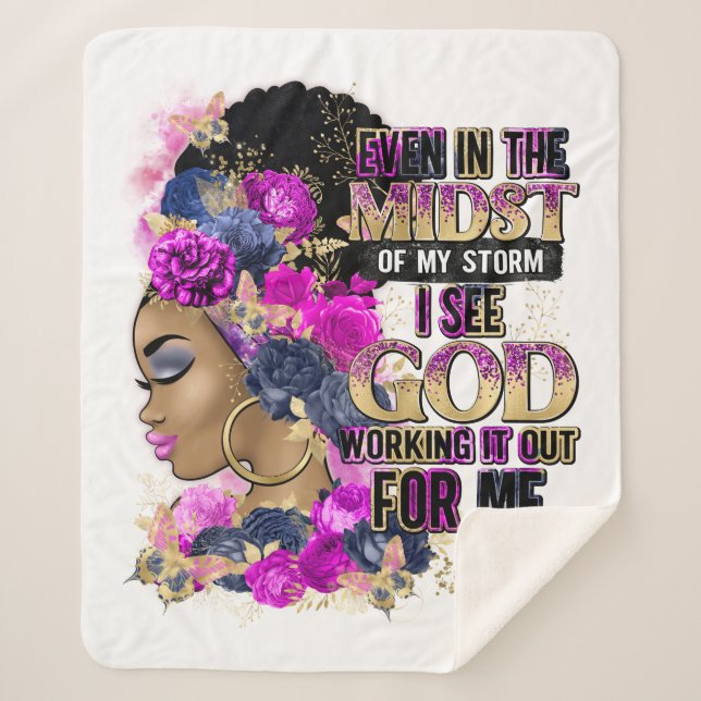 Im Sturm Königin Schwarz Melanin Frau Brown Haut Sherpadecke (Vorderseite)