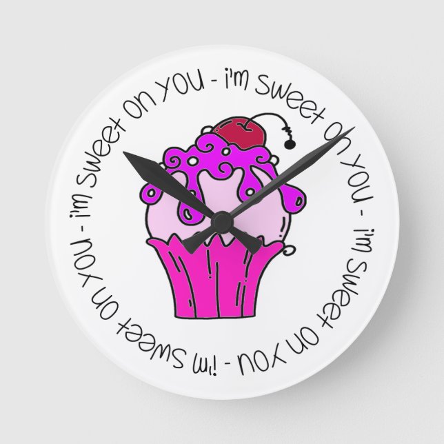 I'm Sweet on You Valentine Runde Wanduhr (Vorderseite)