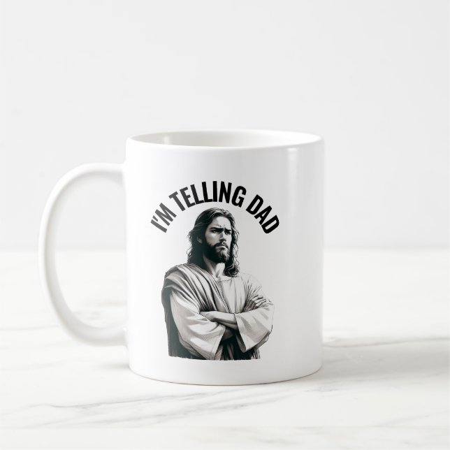 I'm Telling Dad - Funny Jesus Meme Kaffeetasse (Links)