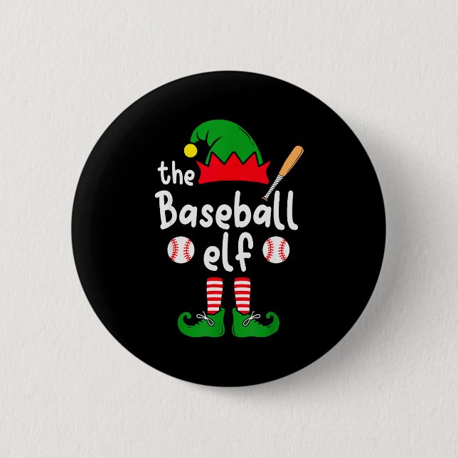 I'm The Baseball Elf Christmas Family Matching Paj Button (Vorderseite)