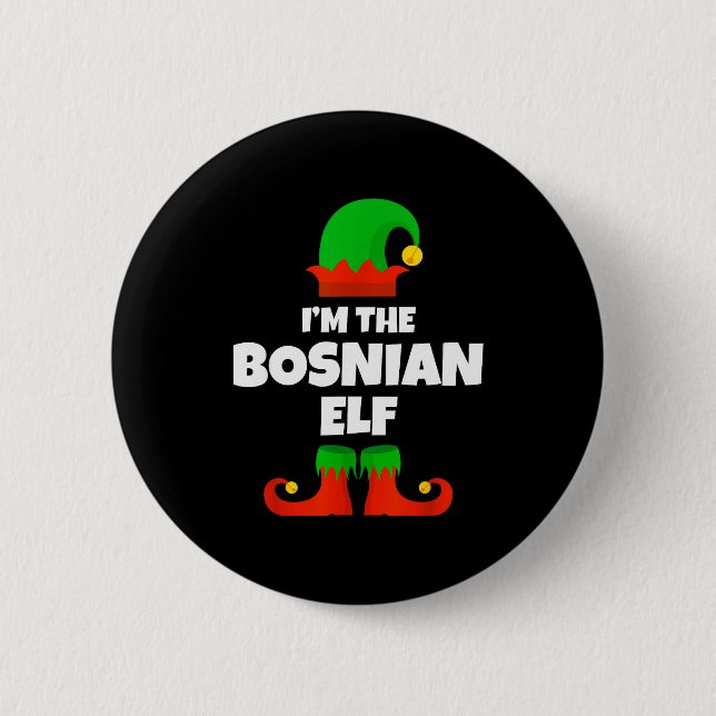 I'm The Bosnian Elf Family Pajama Christmas Funny  Button (Vorderseite)
