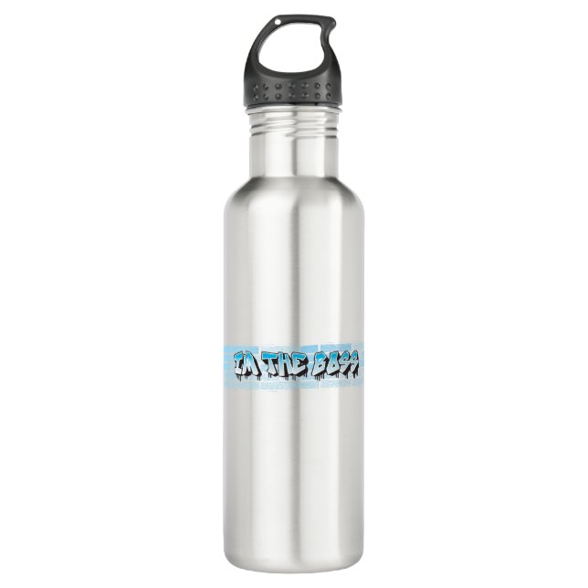 IM THE BOSS Graffiti Theme Blue Spritzer Paint Edelstahlflasche (Vorderseite)