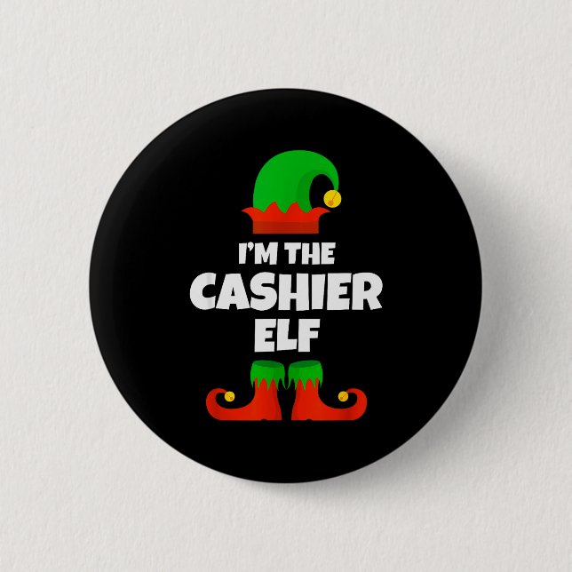 I'm The Cashier Elf Family Pajama Christmas Funny  Button (Vorderseite)