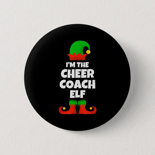 I'm The Cheer Coach Elf Family Pajama Christmas Fu Button (Vorderseite)