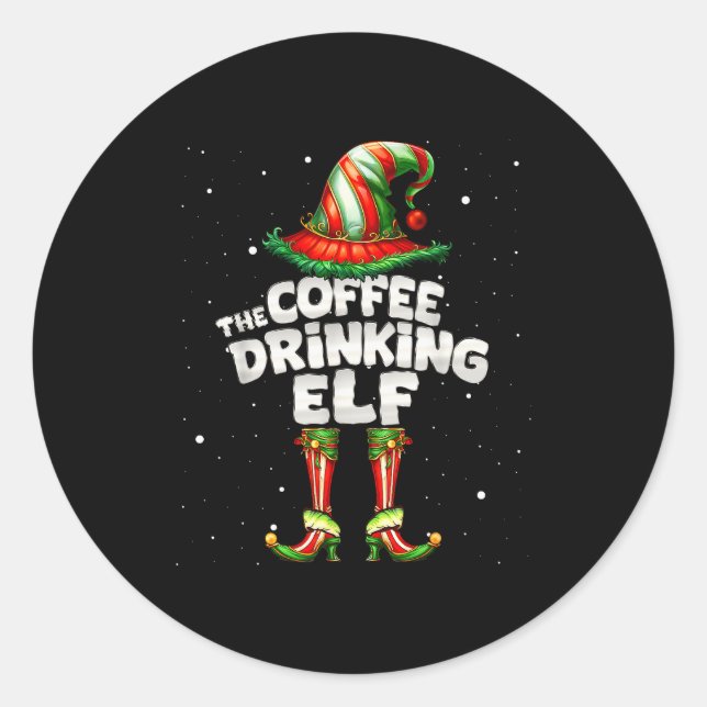 I'm The Coffee Drinking Elf Family Matching Group  Runder Aufkleber (Vorderseite)