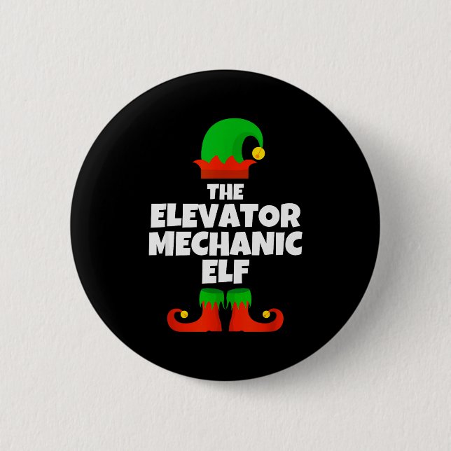 I'm The Elevator Mechanic Elf Family Pajama Christ Button (Vorderseite)