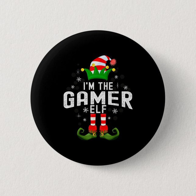I'm The Gamer Elf Christmas Family Pjs Costume  Button (Vorderseite)