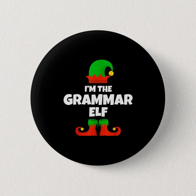 I'm The Grammar Elf Family Pajama Christmas Englie Button (Vorderseite)