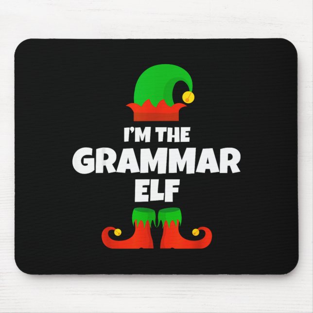 I'm The Grammar Elf Family Pajama Christmas Englie Mousepad (Vorne)