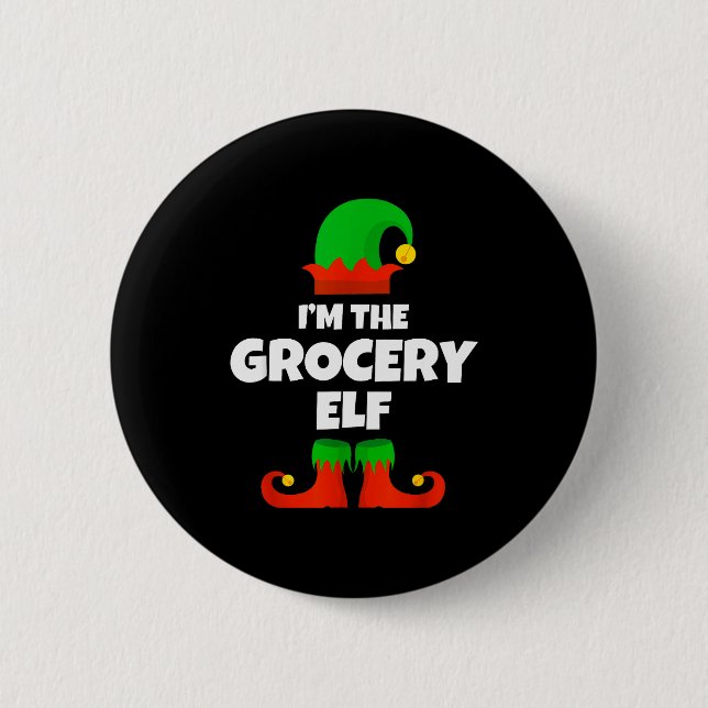 I'm The Grocery Elf Family Pajama Christmas Funny  Button (Vorderseite)