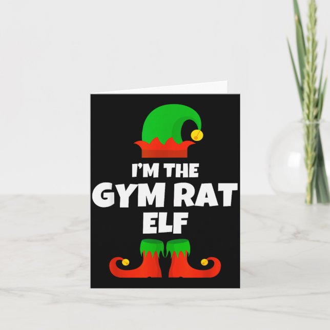 I'm The Gym Rat Elf Family Pajama Christmas Fitnes Karte (Vorderseite)
