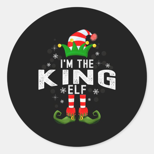 I'm The King Elf Christmas Family Pjs Costume  Runder Aufkleber (Vorderseite)